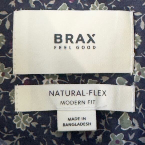BRAX FEEL GOOD HAROLD NATURAL FLEX BUTTON‎ FRONT SHIRT IN BLUE MEN'S S 37/38 - Picture 9 of 14